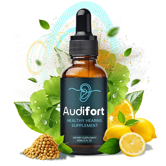Audifort hearing support supplement bottle - liquid drops formula for tinnitus relief and auditory clarity